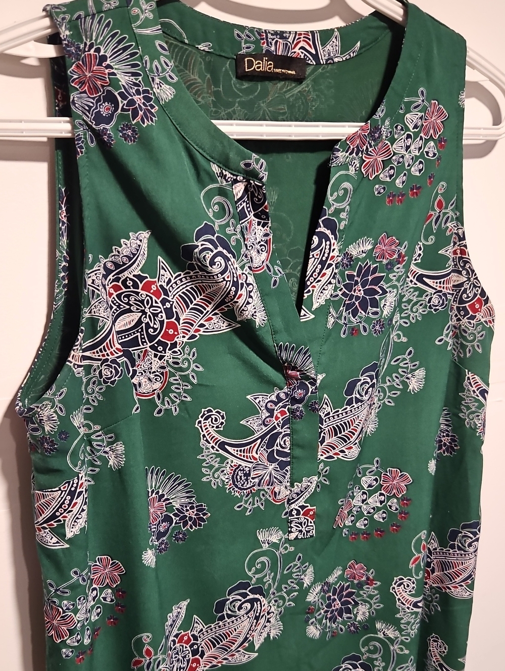 Grass green summer dress medium with paisley's